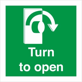 Turn To Open Clockwise Instruction Sign Turn To Open Clockwise Instruction Sign