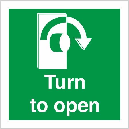 Turn To Open Clockwise Instruction Sign