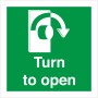 Turn To Open Clockwise Instruction Sign