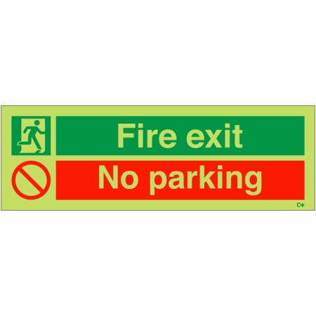 Glow in the Dark Fire Exit No Parking Sign