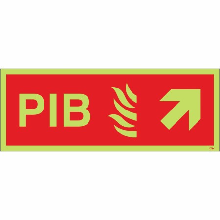 Glow in the Dark Premises Information Box (PIB) Arrow Up Right Sign