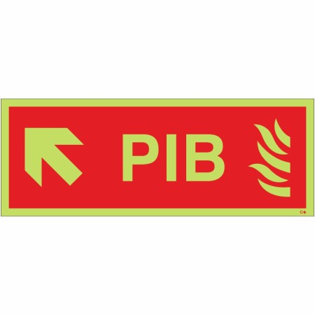 Glow in the Dark Premises Information Box (PIB) Arrow Up Left Sign