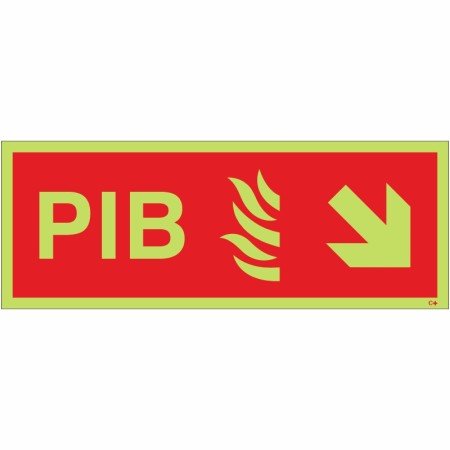 Glow in the Dark Premises Information Box (PIB) Arrow Down Right Sign