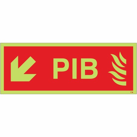 Glow in the Dark Premises Information Box (PIB) Arrow Down Left Sign