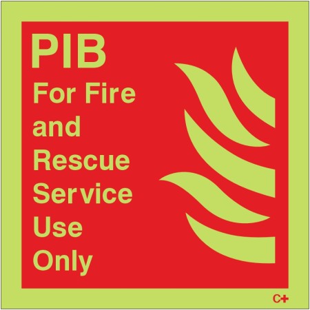 Glow in the Dark Premises Information Box (PIB) For Fire and Rescue Service Use Only Sign