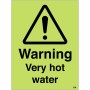 Warning Very Hot Water Photoluminescent Sign