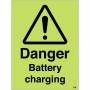 Danger Battery Charging Photoluminescent Sign