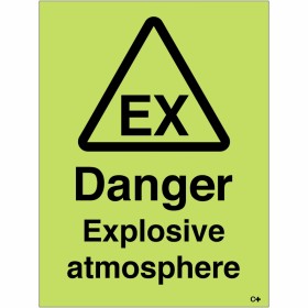 Photoluminescent Danger Explosive Atmosphere  Sign Danger Explosive Atmosphere Photoluminescent Sign