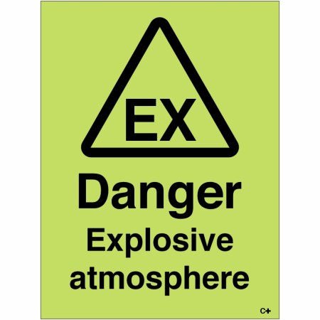 Danger Explosive Atmosphere Photoluminescent Sign
