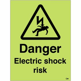 Danger Electric Shock Risk Photoluminescent Sign Danger Electric Shock Risk Photoluminescent Sign