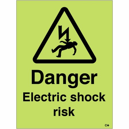 Danger Electric Shock Risk Photoluminescent Sign