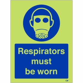 Respirators Must Be Worn Photoluminescent Sign Respirators Must Be Worn Photoluminescent Sign