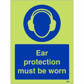 Ear Protection Must Be Worn Photoluminescent Sign Ear Protection Must Be Worn Photoluminescent Sign