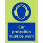 Ear Protection Must Be Worn Photoluminescent Sign