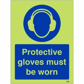Protective Gloves Must Be Worn Photoluminescent Sign Protective Gloves Must Be Worn Photoluminescent Sign