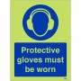 Protective Gloves Must Be Worn Photoluminescent Sign