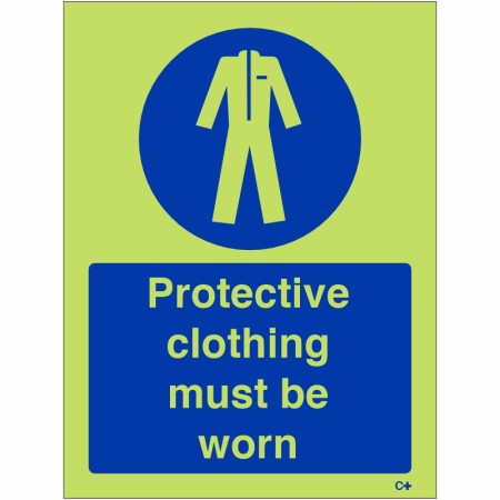 Protective Clothing Must Be Worn Photoluminescent Sign