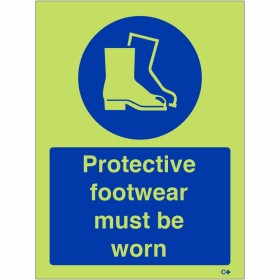 Protective Footwear Must Be Worn Photoluminescent Sign Protective Footwear Must Be Worn Photoluminescent Sign