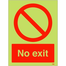 Glow in the Dark No Exit Sign No Exit Photoluminescent Sign
