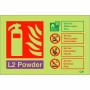 Glow In The Dark L2 Powder Fire Extinguisher ID Sign