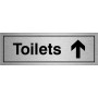 Toilets Arrow Up Brushed Aluminium Door Sign