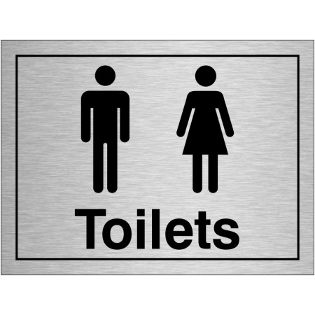 Unisex Symbol Toilet  Brushed Aluminium Door Sign