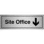 Site Office Arrow Down Brushed Aluminium Door Sign