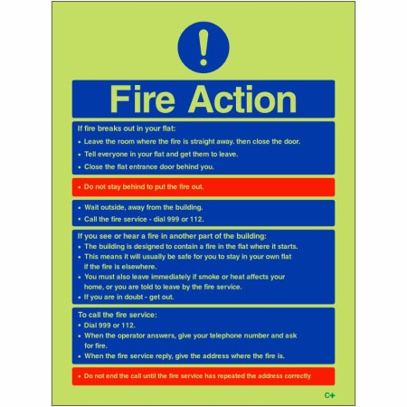 Fire Action Notice Sign - If Fire Breaks Out In Your Flat