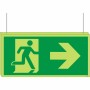 Double Sided Glow in the Dark Fire Exit Arrow Right Sign