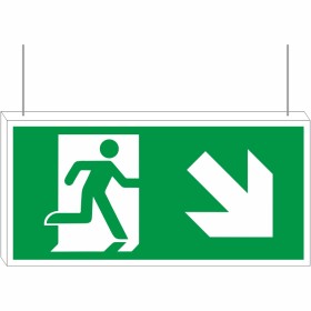 Double Sided Fire Exit Down Right Sign