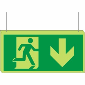 Double Sided Glow in the Dark Fire Exit Arrow Down Sign
