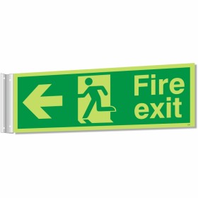 fire exit left corridor sign