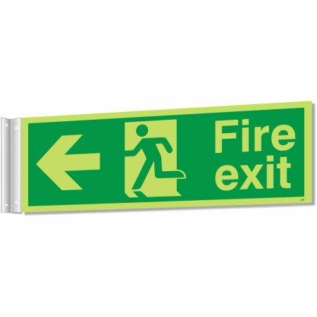 fire exit left corridor sign