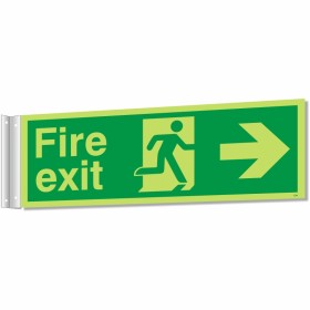 fire exit arrow right corridor sign