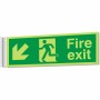 fire exit arrow down left corridor sign