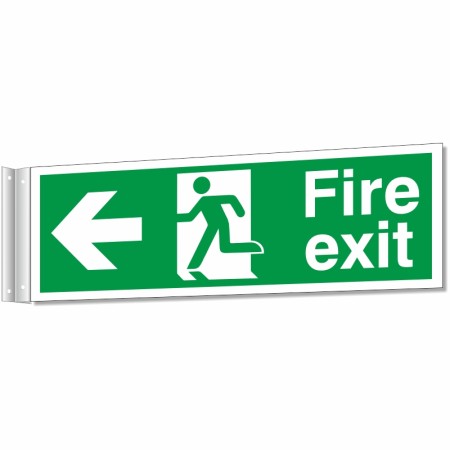 fire exit arrow left corridor sign