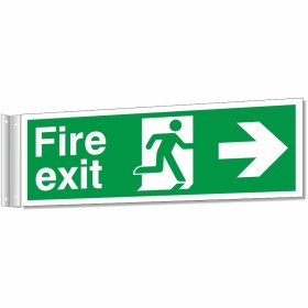 fire exit arrow right corridor sign