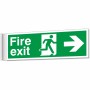 fire exit arrow right corridor sign