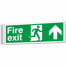 fire exit arrow up corridor sign