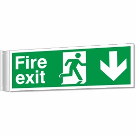 Fire Exit Arrow Down Corridor Sign