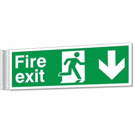 Fire Exit Arrow Down Corridor Sign