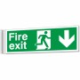 Fire Exit Arrow Down Corridor Sign