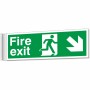 fire exit arrow down right corridor sign