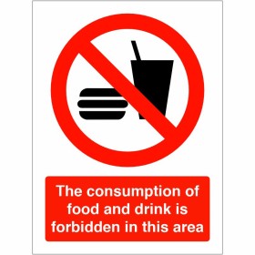 The Consumption Of Food And Drink Is Forbidden In This Area Sign