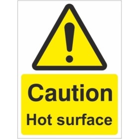 Caution hot surface temperature warning safety sign