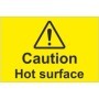 Caution hot surface temperature warning sign with exclamation symbol