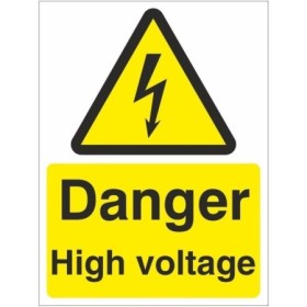 Danger high voltage electrical warning sign with lightning bolt symbol