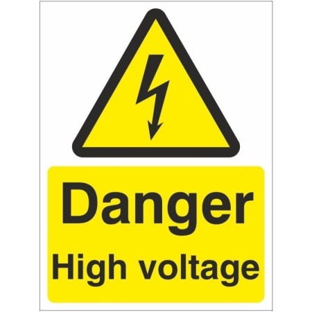 Danger high voltage electrical warning sign with lightning bolt symbol