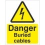 Danger buried cables electrical warning sign with lightning symbol