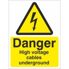 Danger high voltage cables underground electrical warning sign